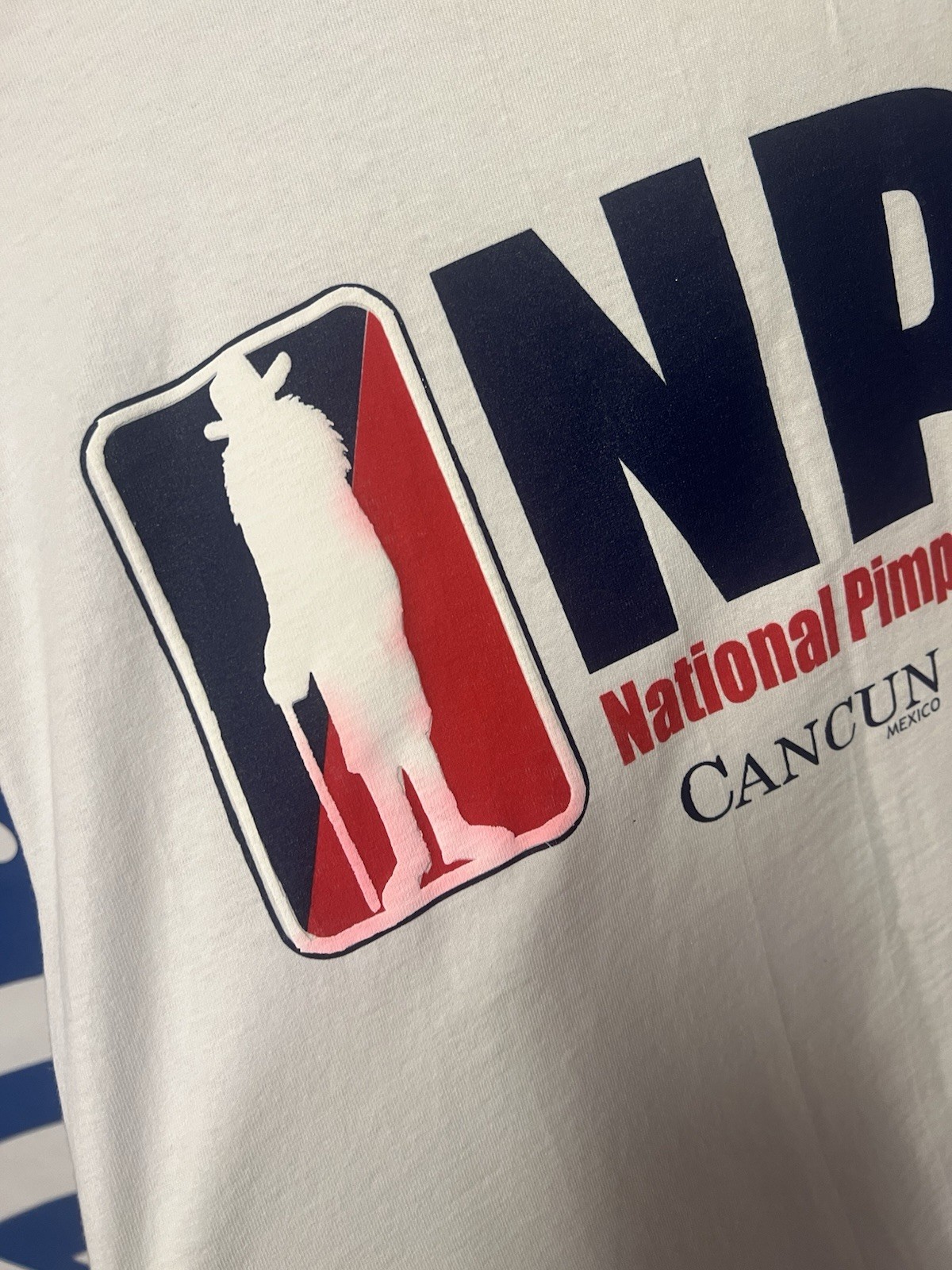 NPA NATIONAL PIMP ASSOCIATION Cancun NBA BASKETBALL Parody T-Shirt Size Medium