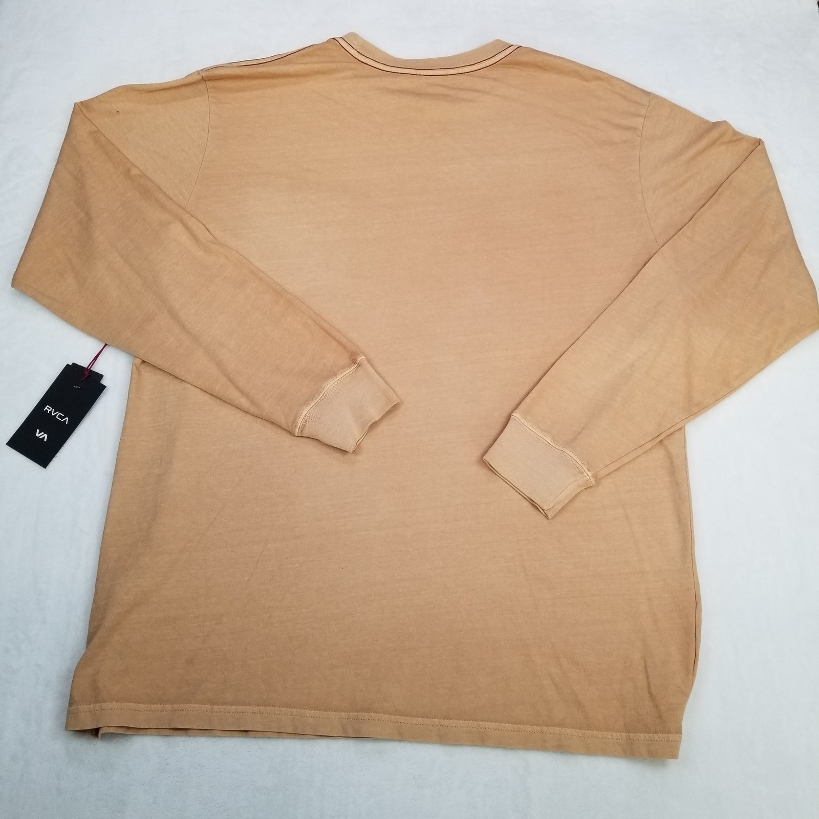 RVCA VA Tan Long Sleeve Chest Pocket Pigment Dye Pullover T-Shirt Men&rsquo;s Size XXL