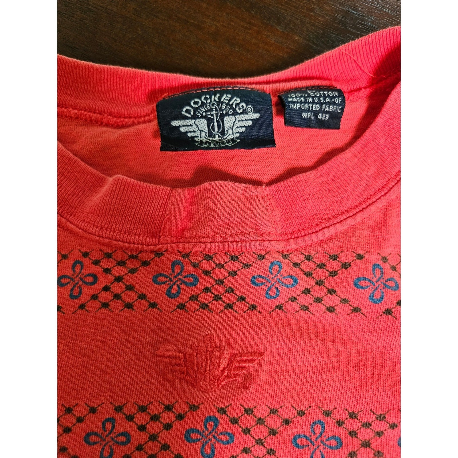 Dockers Long Sleeve Shirt Mens Large Red Striped Vintage Cotton Crewneck