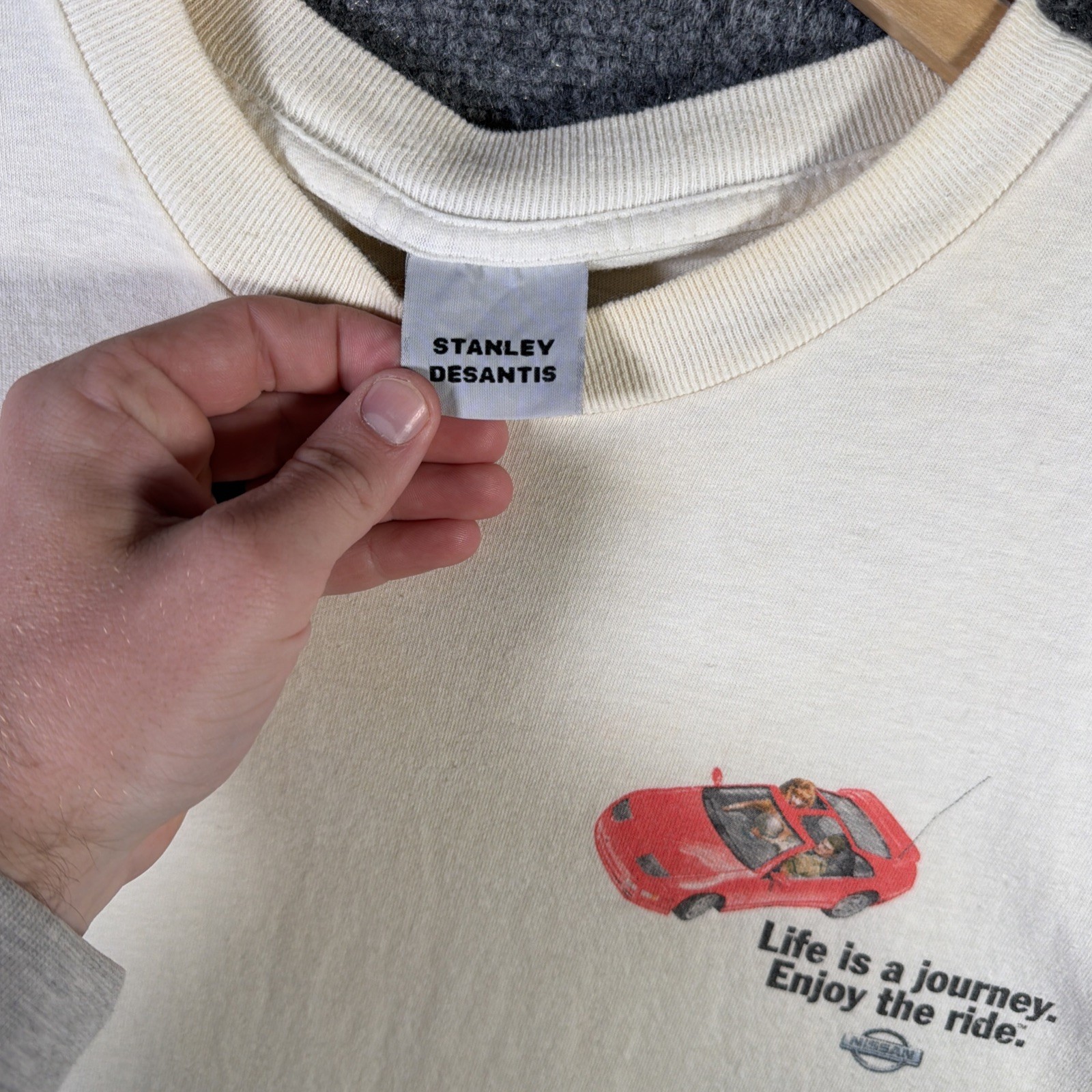 Vintage Nissan Shirt Mens Large White 90s Car Brand Promo Dolls Barbie Desantis