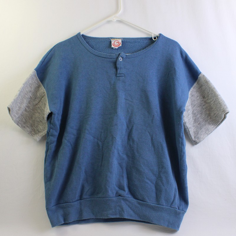 Gearing Up Blue and Gray Colorblock Acrylic-Cotton Blend T-Shirt Men&rsquo;s Large