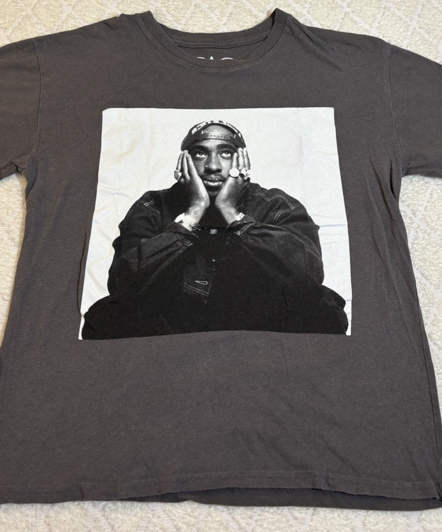 2pac Hip Hop Rap Legend Graphic Gray Shirt Unisex Size Small