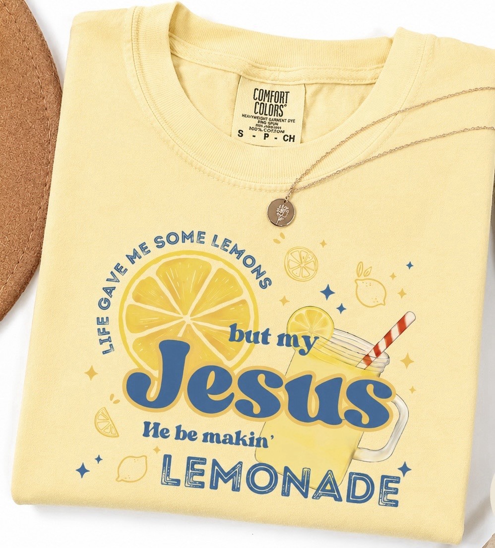 Comfort Colors Men&rsquo;s S Cotton Jersey Crewneck Graphic Tee Jesus Lemonade