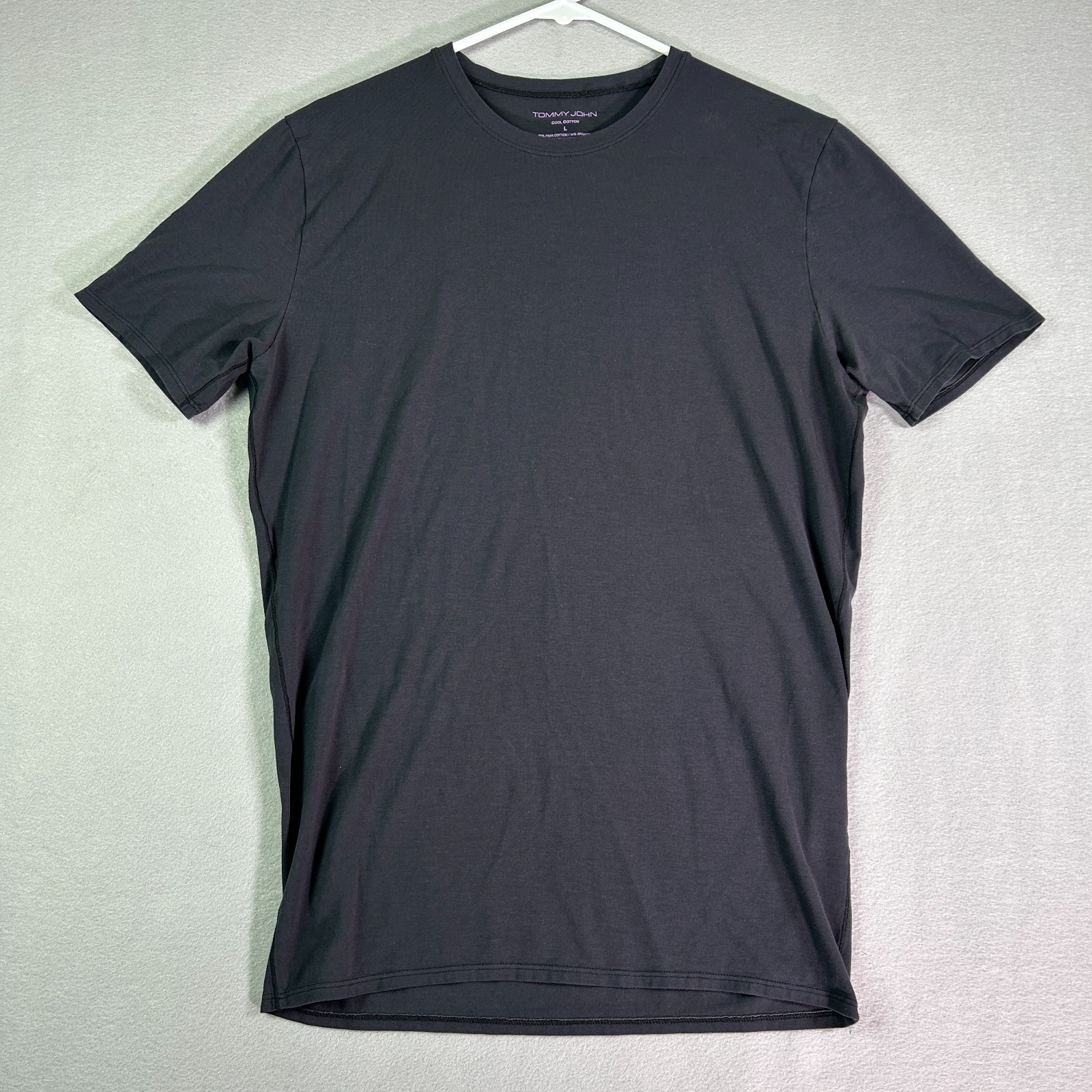 Tommy John Men&rsquo;s T-shirt Large Black Cool Cotton Short Sleeve Crew Neck Tapered