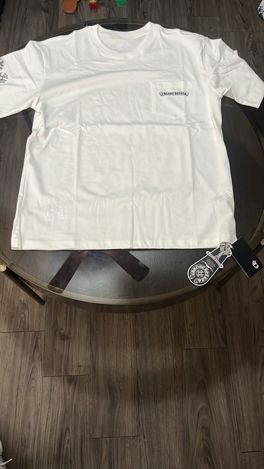 Chrome Hearts Mens White Graphic Crosses Logo Crew Neck Short Sleeve T-Shirt S