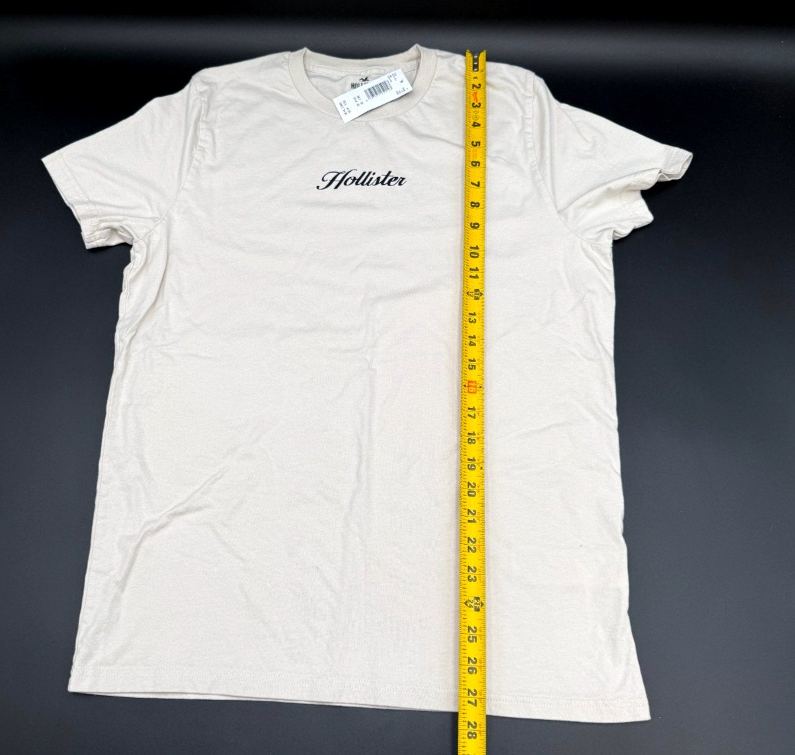 Hollister Script Logo Men&rsquo;s T-Shirt Large Cream Short Sleeve New With Tags