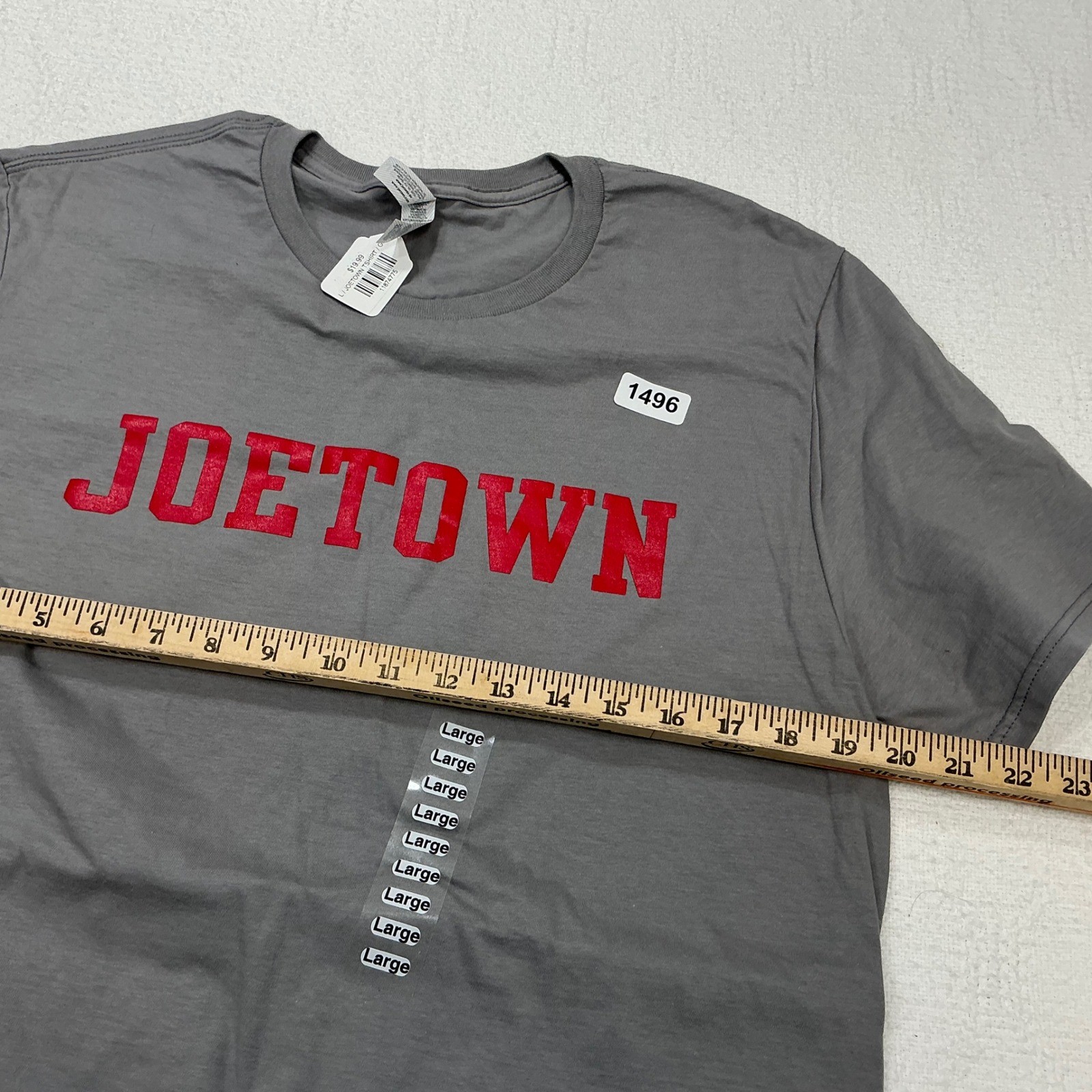 Jerzees Joetown CSB SJU T-Shirt Mens Large Gray Red Short Sleeve Crew Neck NEW