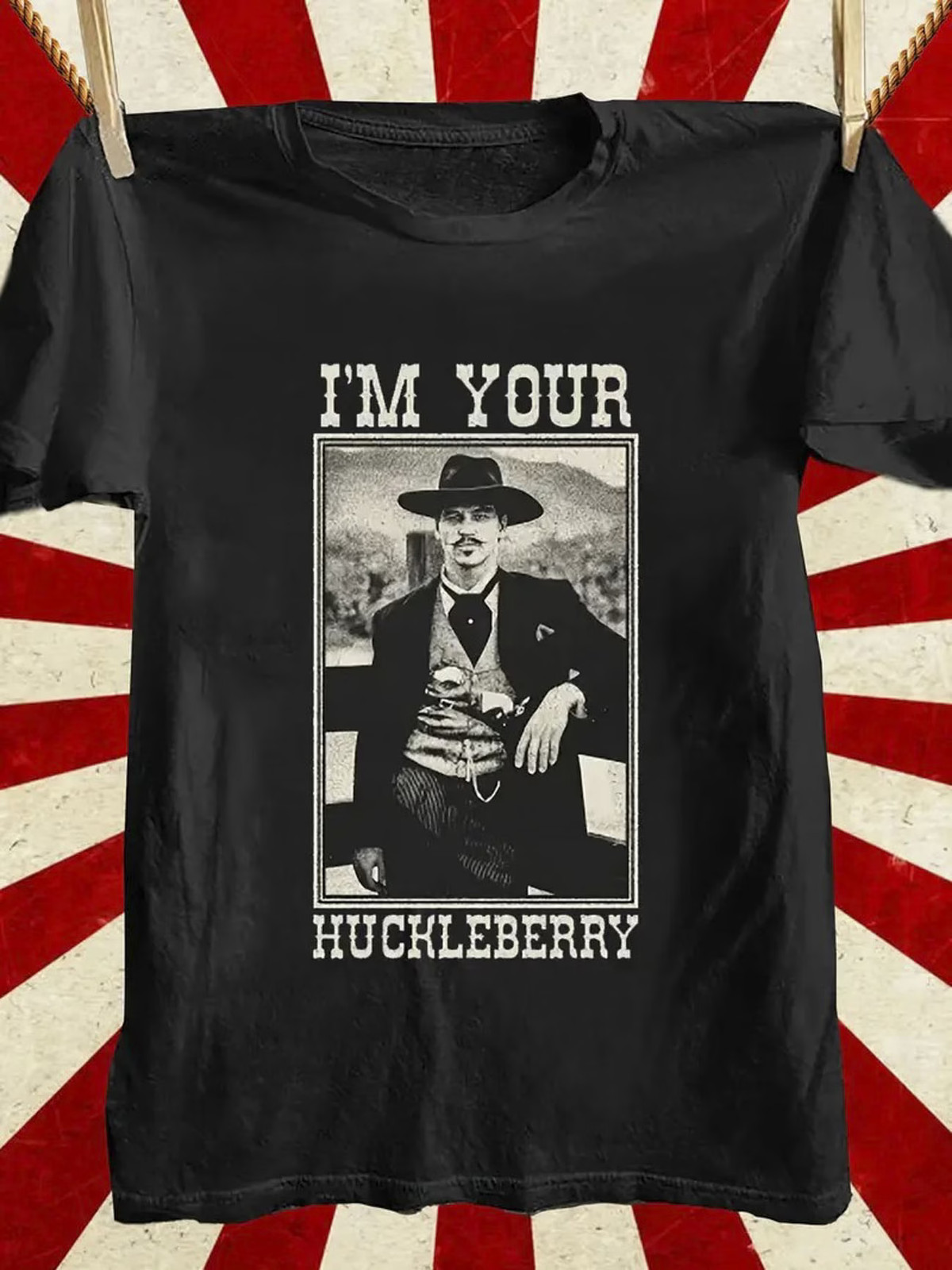 I&rsquo;m Your Huckleberry Graphic Tee – Bold White Text on Black Plus Size T-Shirt wi