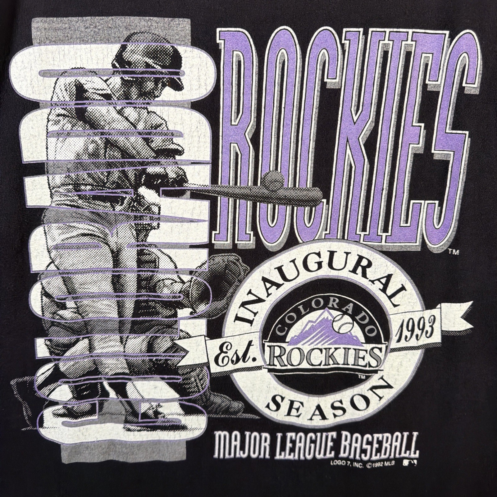 Vintage Colorado Rockies Shirt Mens Large Black 90s Baseball MLB Sports 1992 USA
