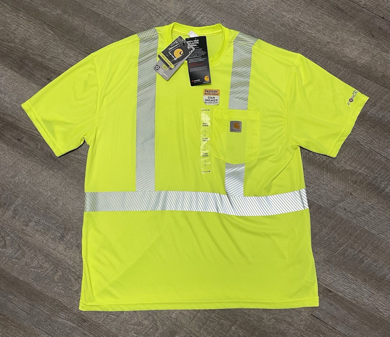 Carhartt Force T-Shirt L Neon Relaxed Fit High-Visibility Reflective Tee Work