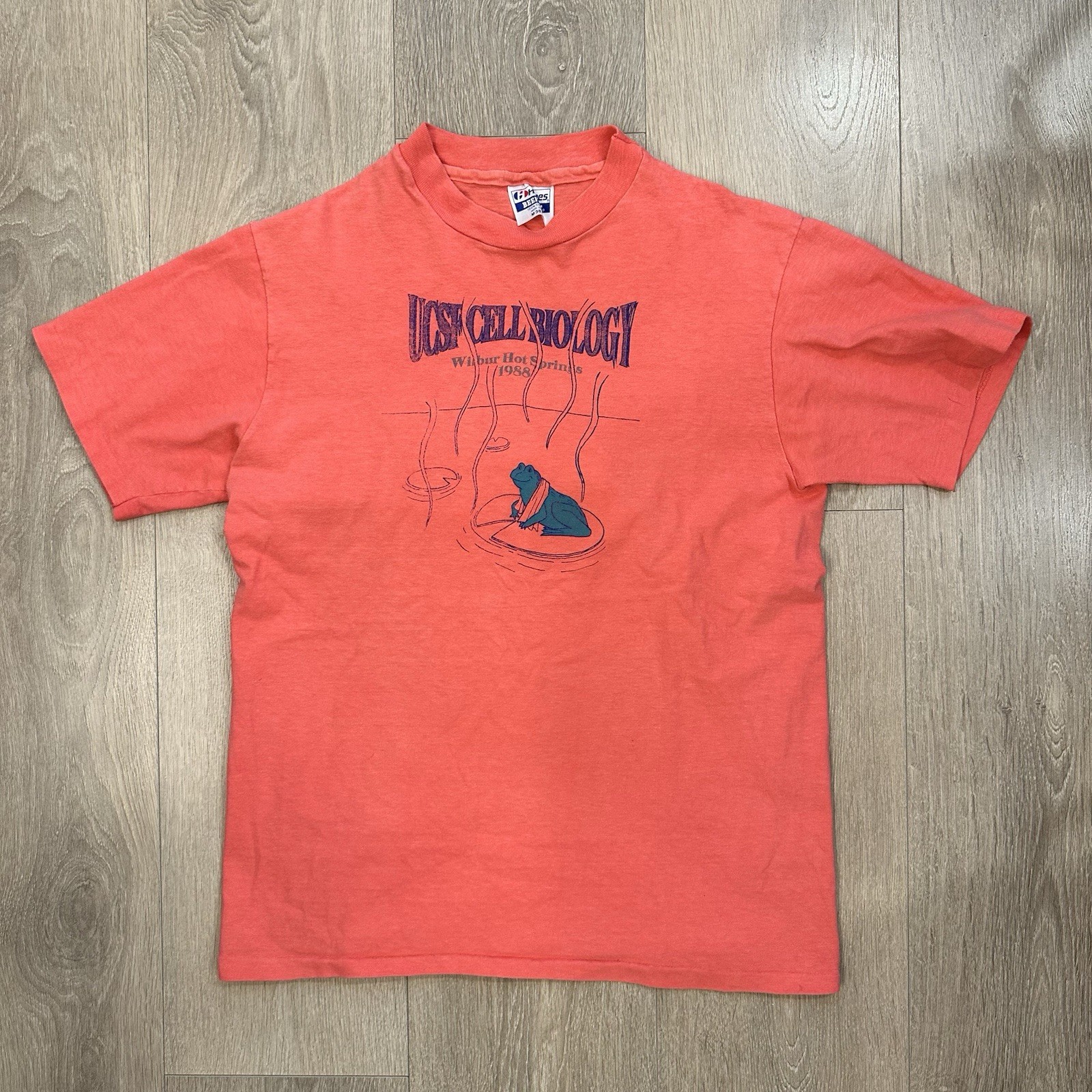 Vintage UCSF 1988 Cell Biology Salmon Pink Single Stitch T-Shirt Size M (38-40)
