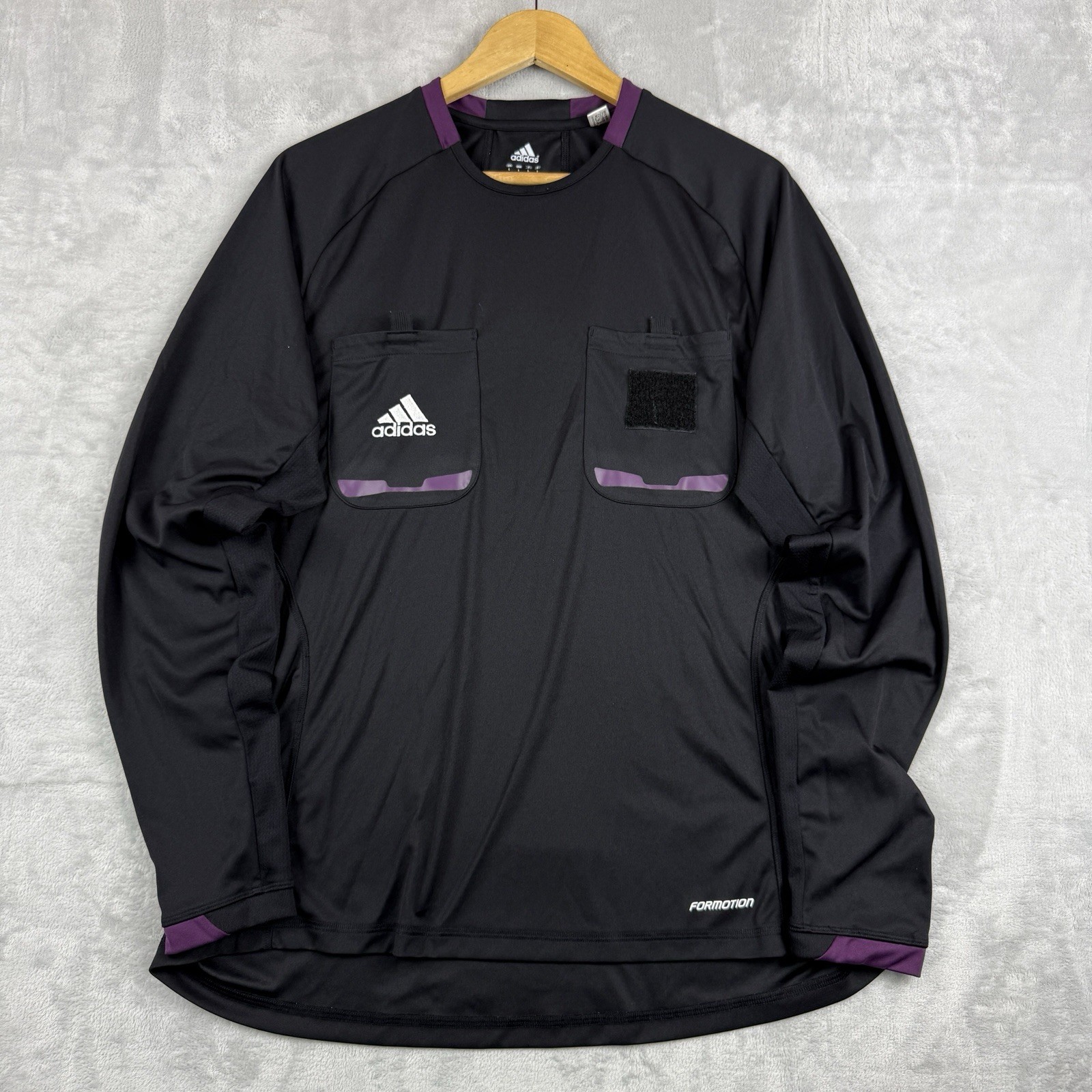 Adidas Climacool Formation Referee Jersey Long Sleeve Black Purple Men L Soccer
