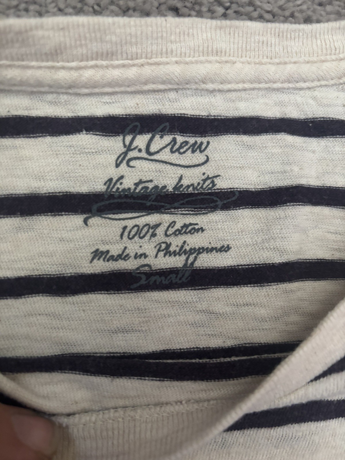 J Crew Vintage Tee Knits beige + navy stripe – Short Sleeve T-Shirt Men&rsquo;s Size S