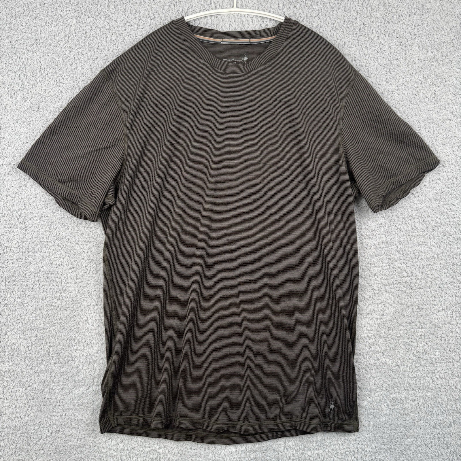 Smartwool Merino Wool T Shirt Mens XL Brown Striped Base Layer Hiking Outdoor