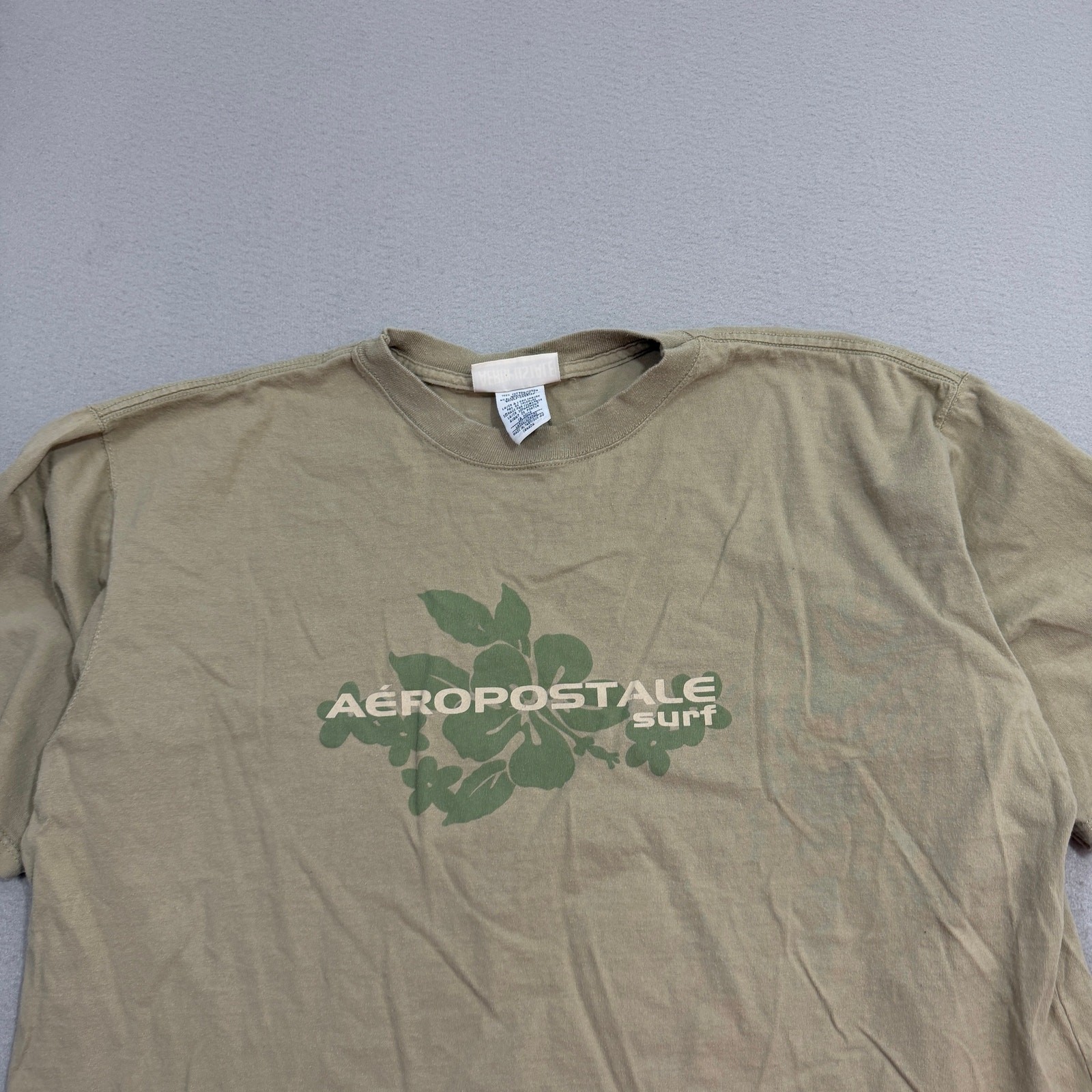 Vintage Aeropostale Surf Shirt Men&rsquo;s Large Tan Green y2k Surfing Skate 2000s
