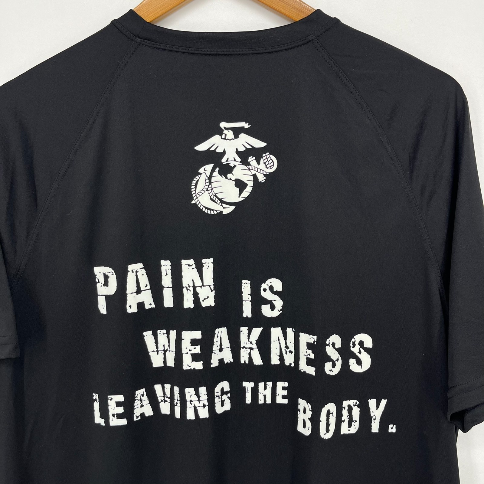 USMC Marines Short Sleeve T-Shirt Men&rsquo;s Size L Black Moisture Wicking USA NWOT