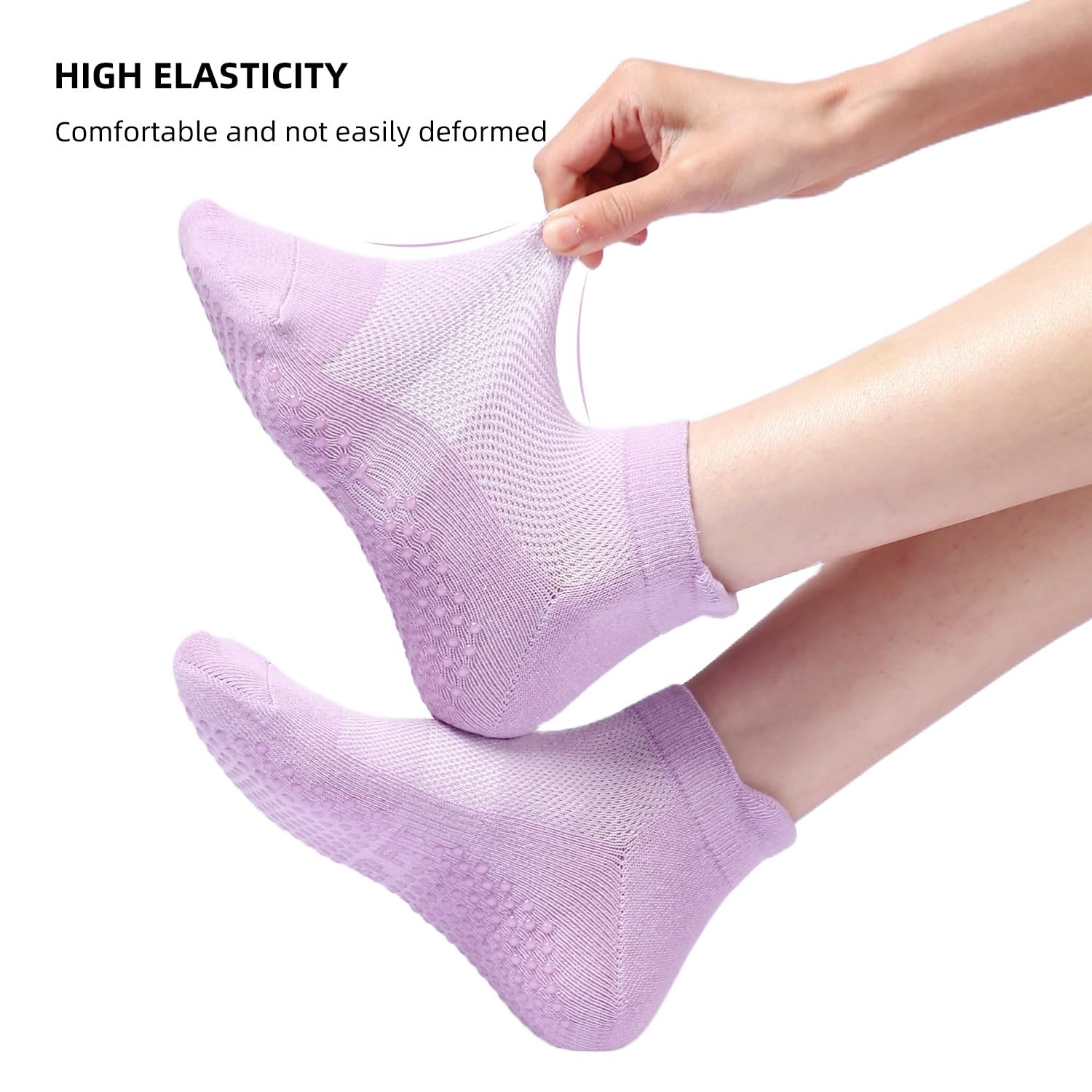 4 Pairs Grip Socks Pilates Socks for Women Non Slip Yoga Athletic for Barre T…
