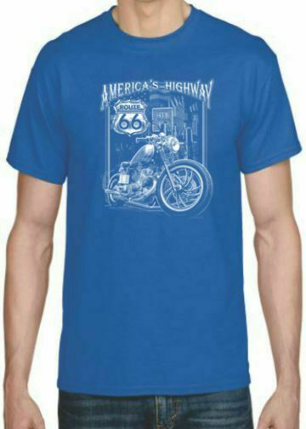 Adult DryBlend® T-Shirt – ( AMERICAS HWY ROUTE 66 – BIKER / CHOPPER)