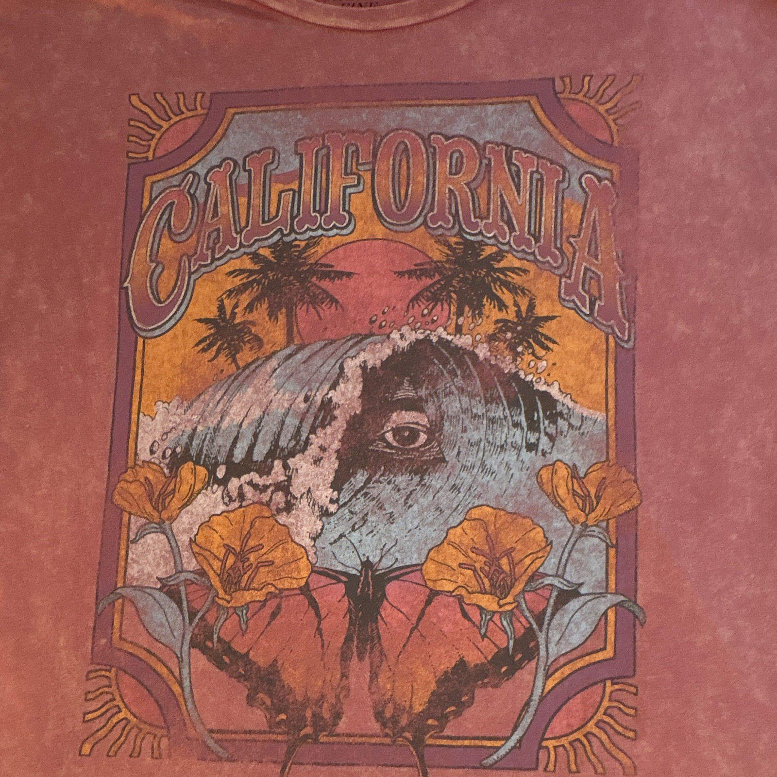Mighty Fine Men&rsquo;s Pink California Graphic Crew Neck Cotton Blend T-Shirt L