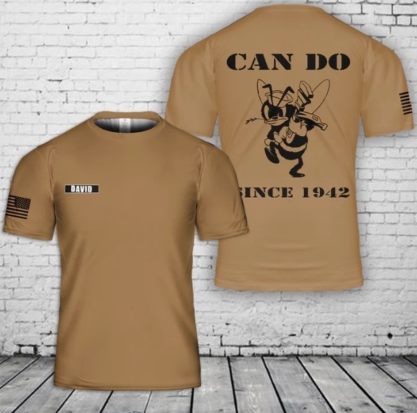 Custom Name US Navy Seabee Can Do Since 1942 3D T-Shirt