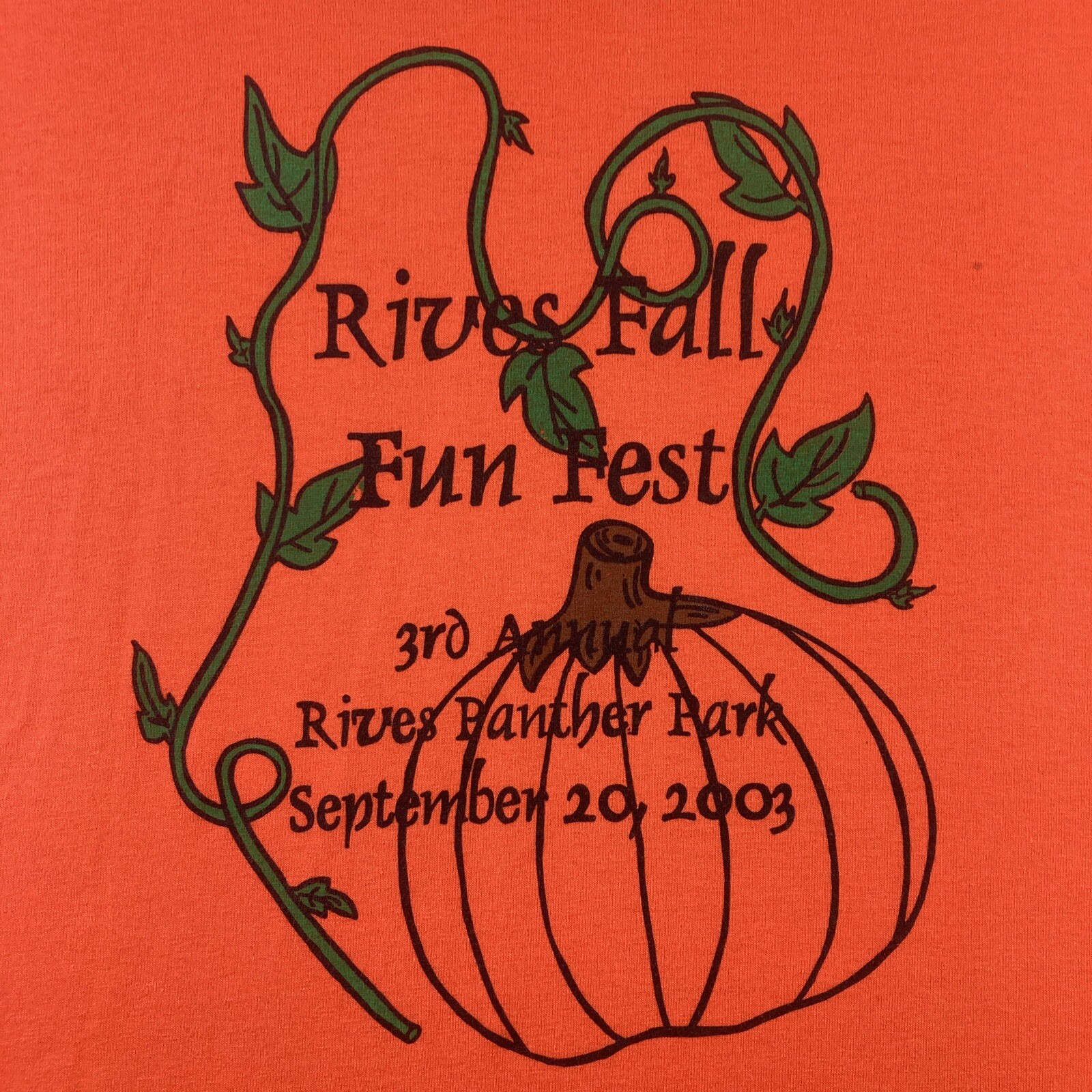 Vintage 2003 Shirt Adult Medium Orange Rives Fall Festival Pumpkin Graphic Tee