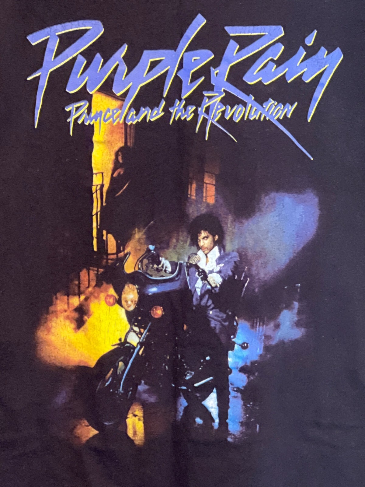 Prince Purple Rain Band Graphic T-Shirt Black Short Sleeve Crew Neck Size L