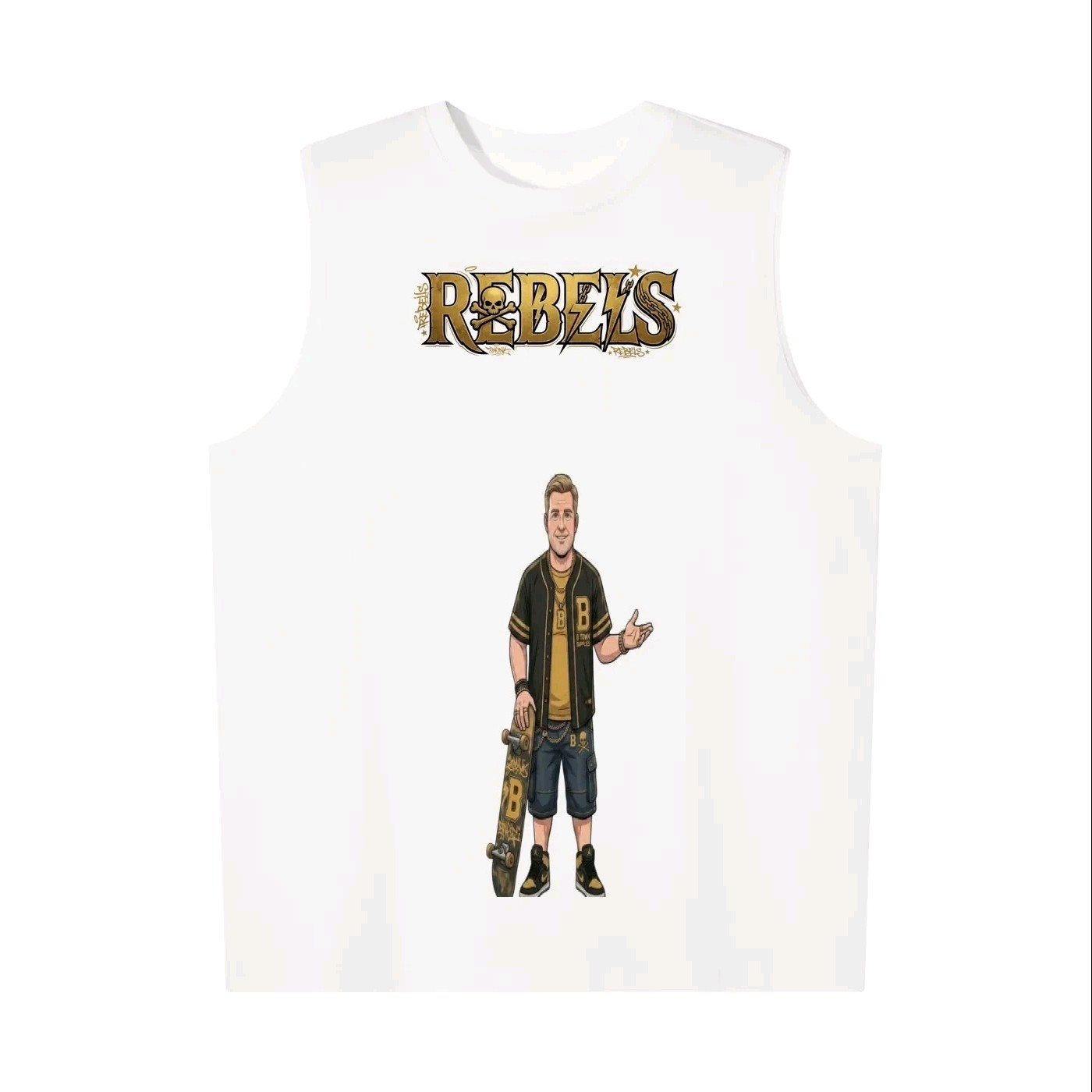 La mc de Neil White Rebels Graphic Print Sleeveless Crew Neck T-Shirt Unisex L