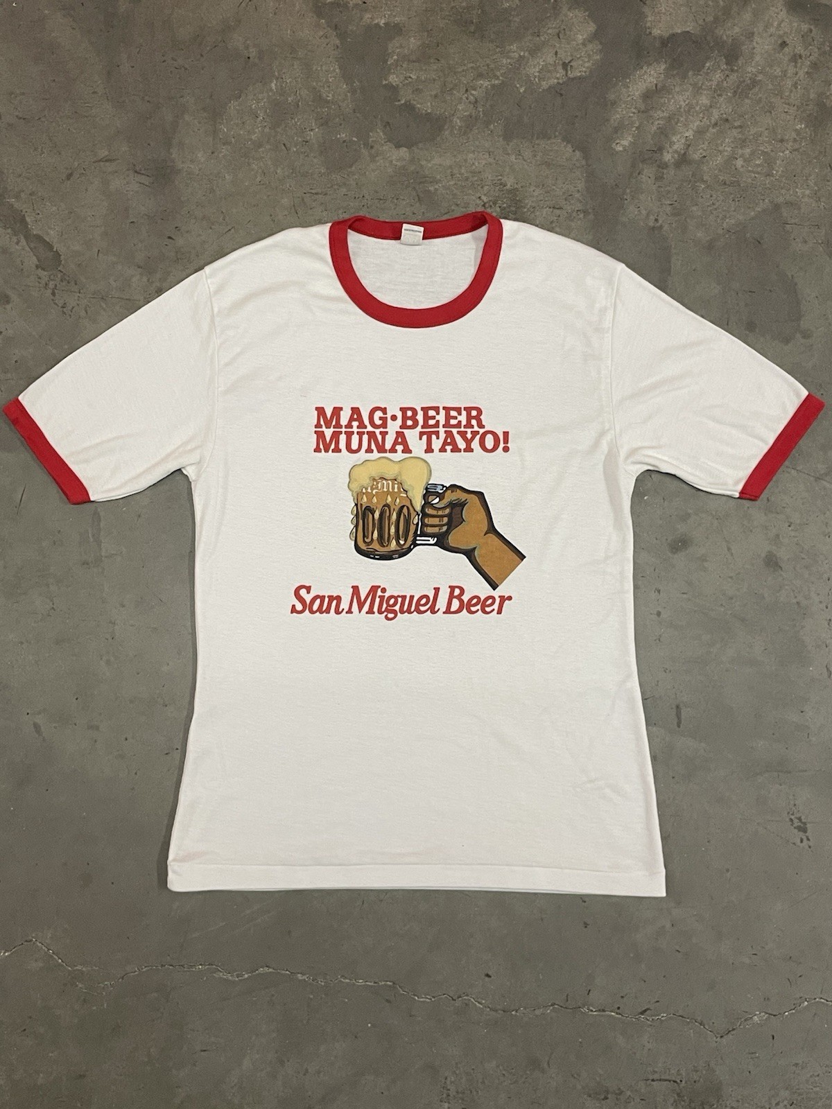 Vintage Mag Beer Muna Tayo San Miguel Beer Tagalog Philippines Ringer Tee Large