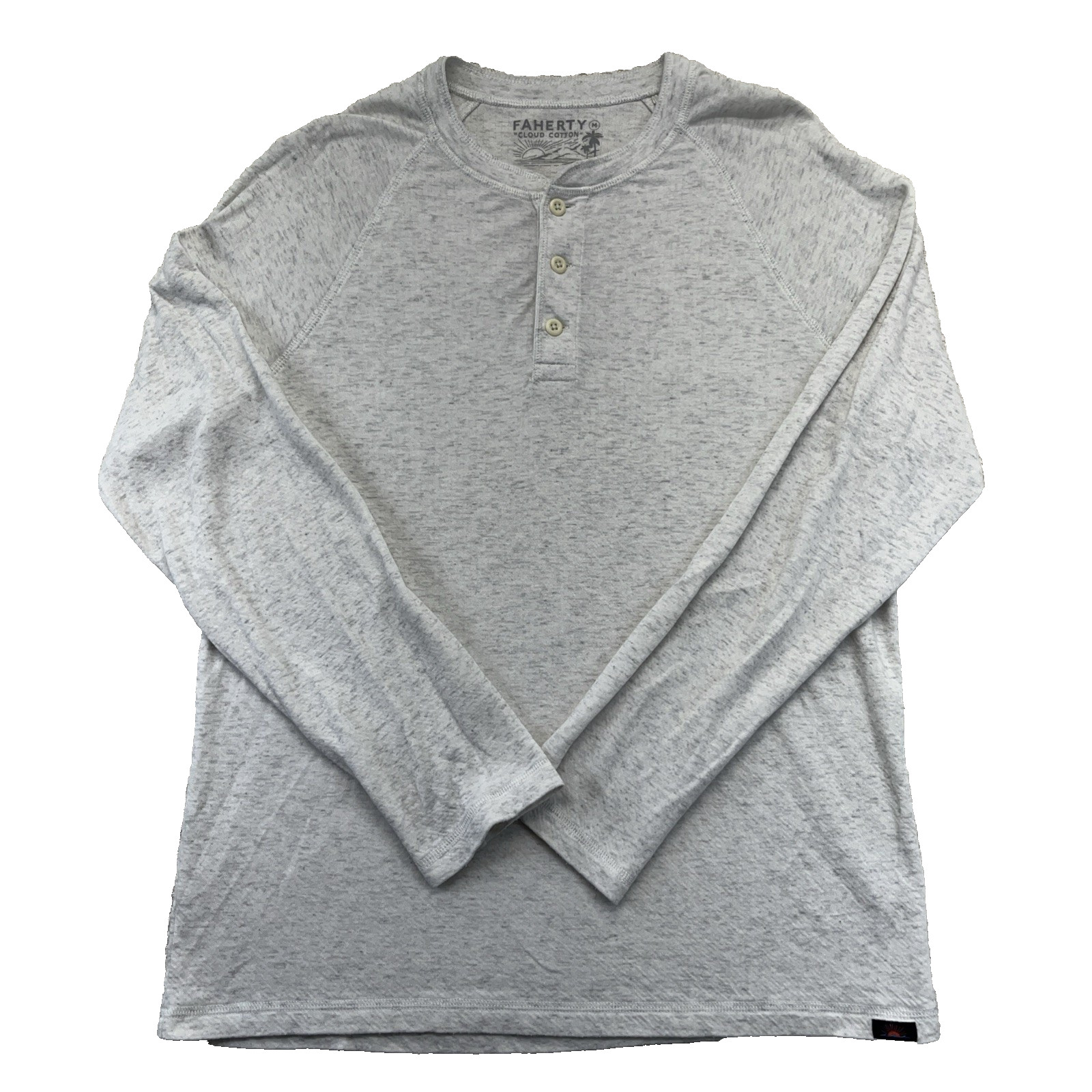 Faherty Cloud Cotton Long Sleeve Henley T Shirt Men’s M Heathered 3-Button