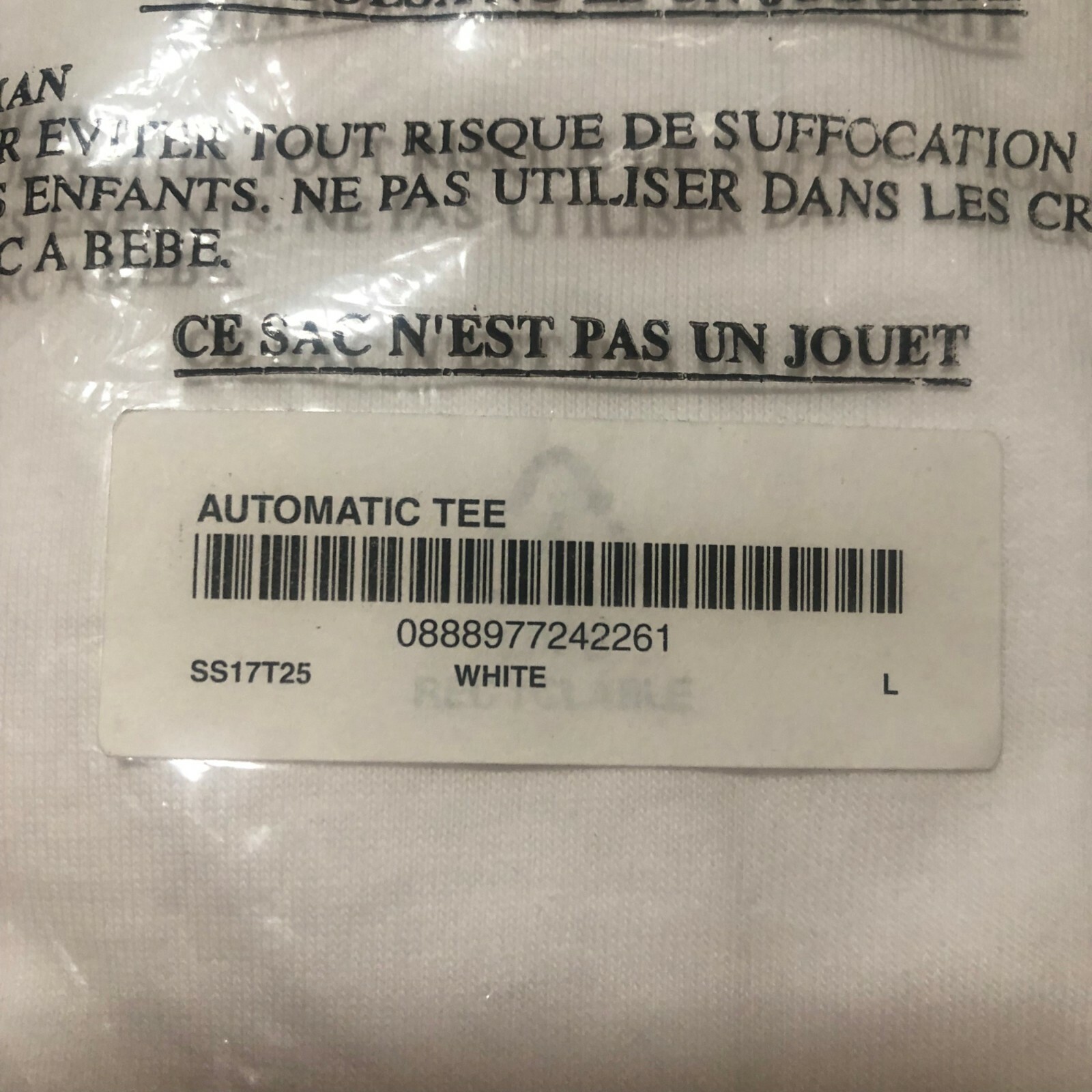 Supreme Automatic Tee SS17 NWT White L