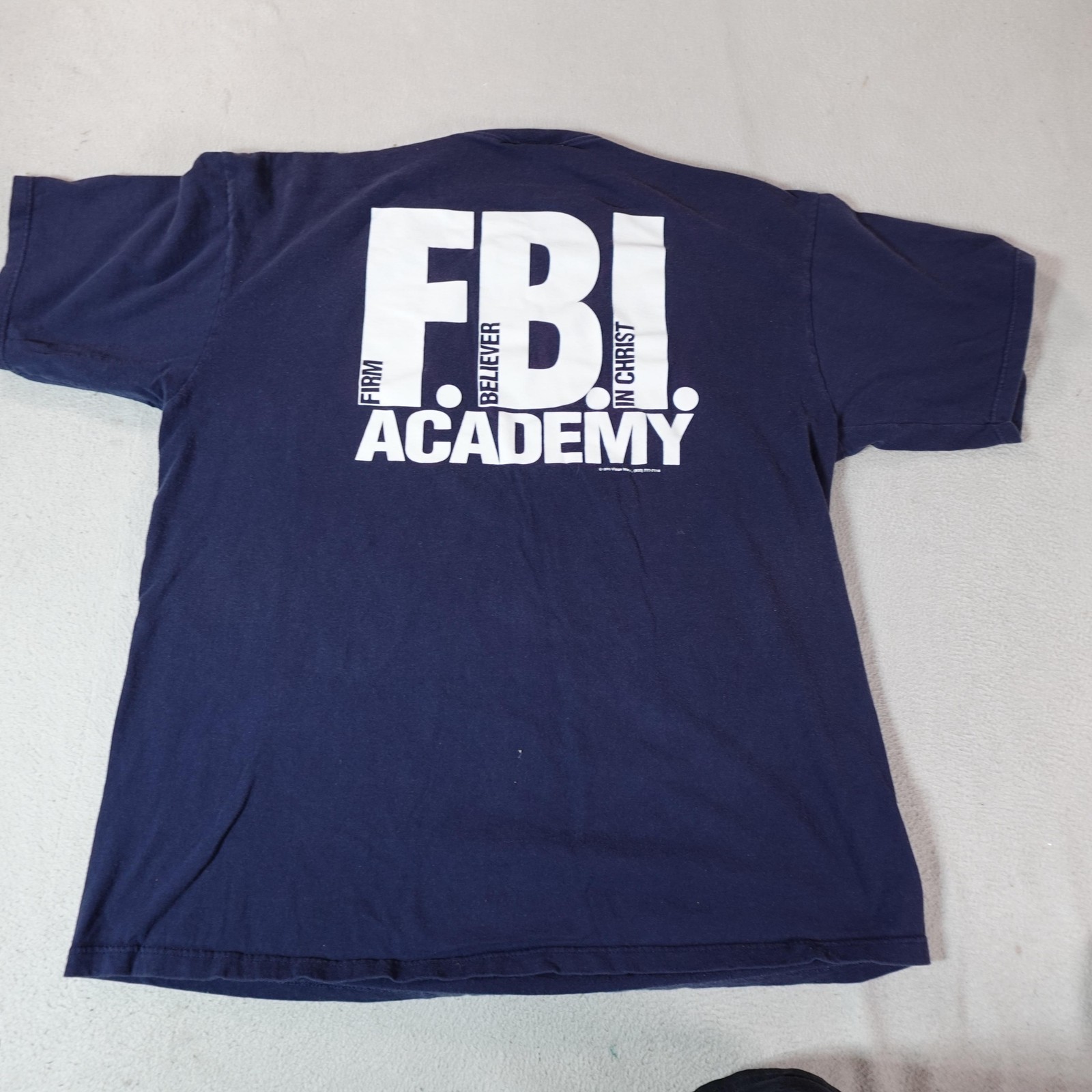 FBI Jesus Christ Shirt Mens 2XL Blue Tultex Firm Believer In Christ Academy Tee