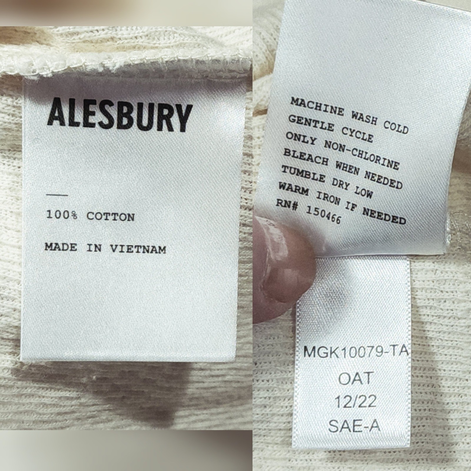 Alesbury Thermal Shirt XXL Tall Men Cream Pilsen Waffle Knit Cotton Crew NEW