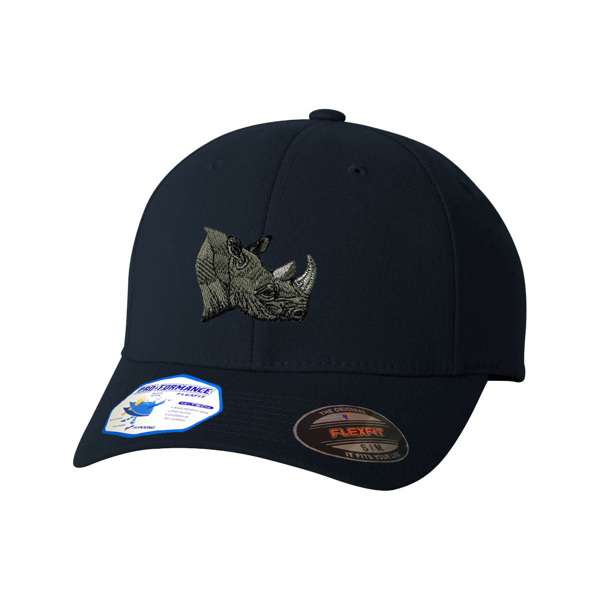 Flexfit Hats for Men & Women Rhino Head Embroidery Dad Hat Baseball Cap