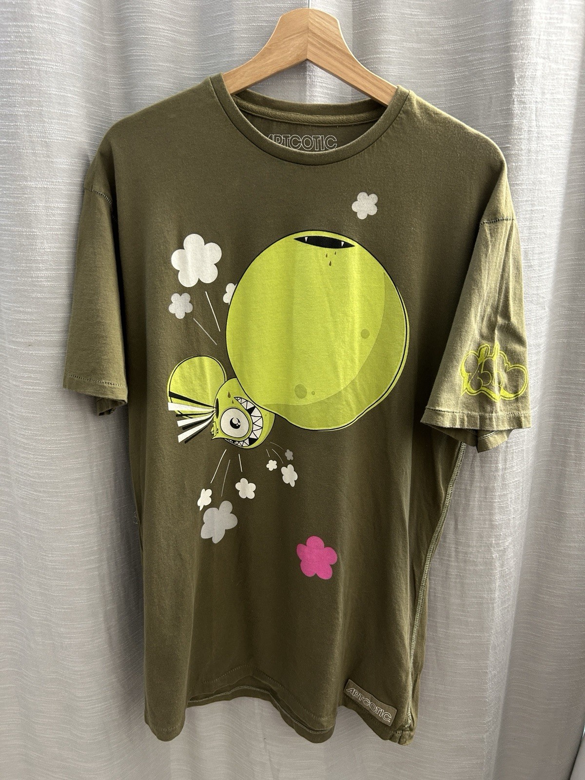 Artcotic x Dalek Space Monkey Graphic Tee Shirt Olive Green Men&rsquo;s Large L