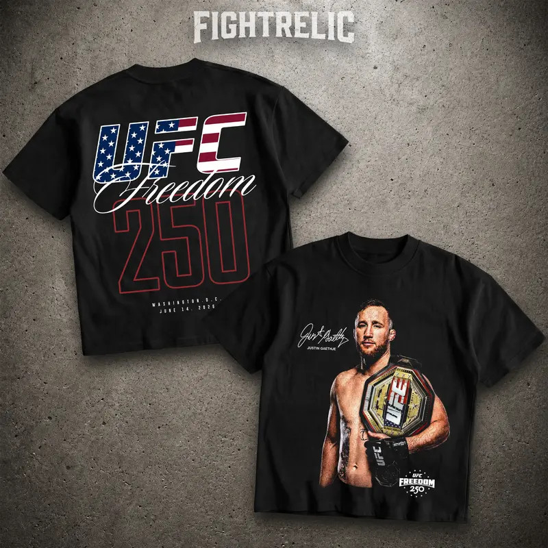 UFC 250 Years Freedom Justin Gaethje Black Men&rsquo;s Shirt UFC Champions Sports