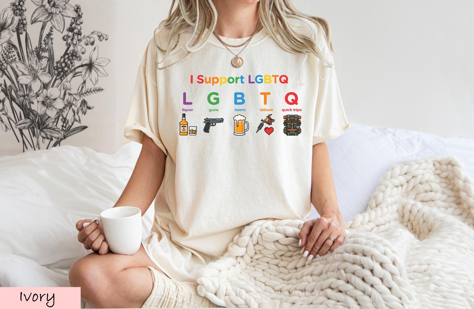 Funny LGBTQ Pride Shirt Liquor Guns Beer Tattoos Graphic Tee