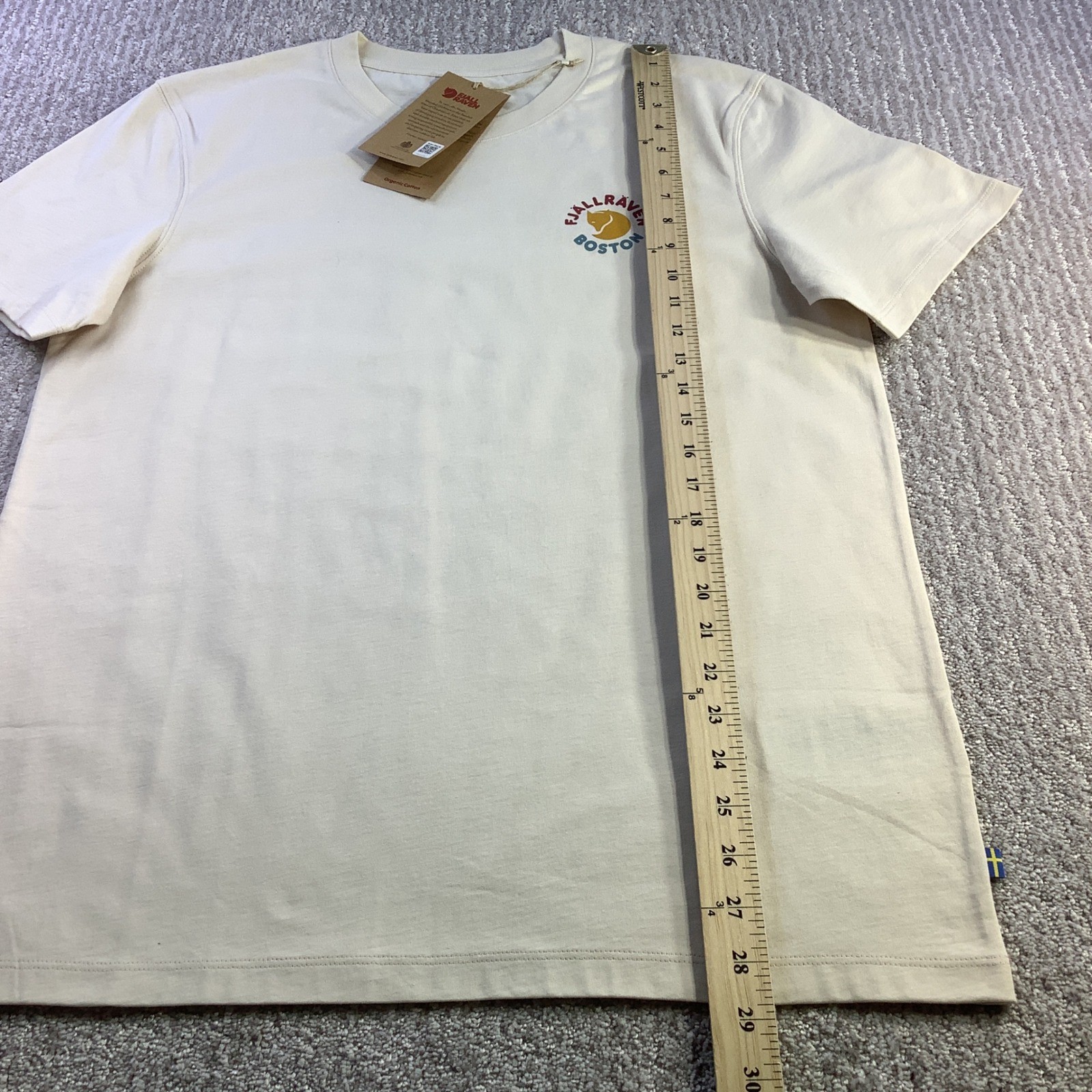 Fjallraven Kanken T-shirt Boston Chalk White Organic Cotton Unisex Small NWT