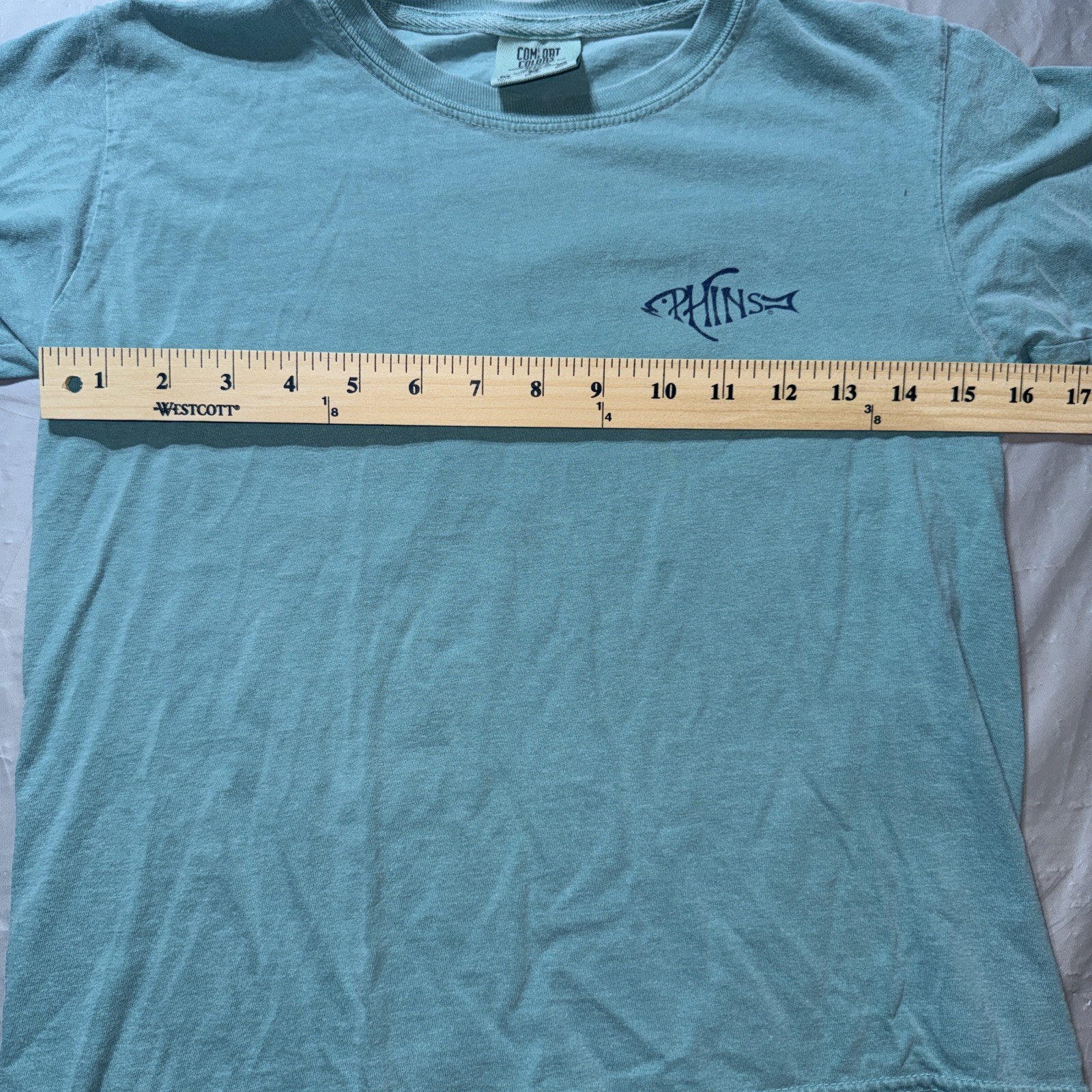 PHINS Apparel Youth Medium Comfort Colors Chalky Mint Green Fishing Fish