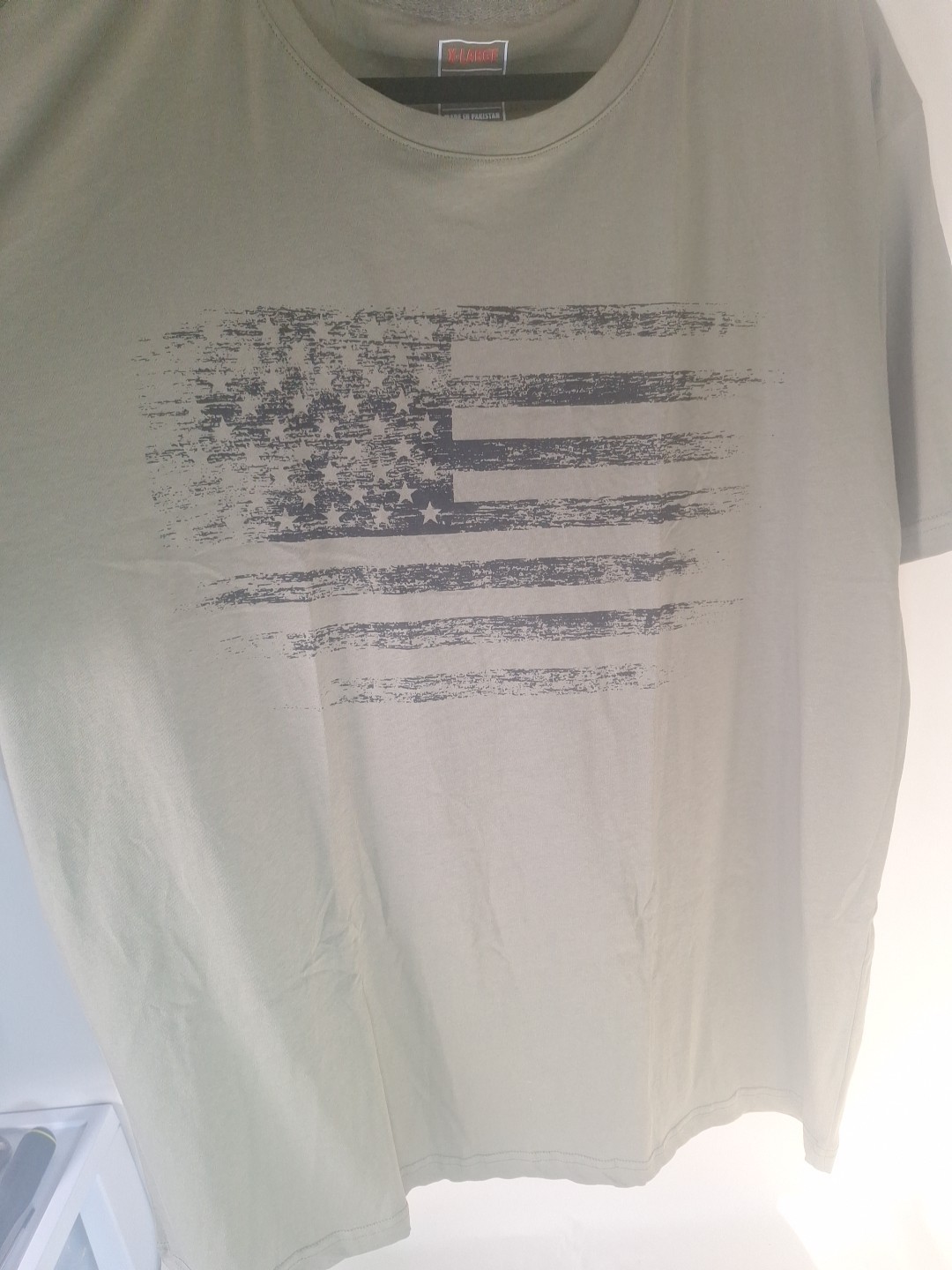 USA Distressed Flag Men&rsquo;s T Shirt Patriotic American Tee XL New Army Green
