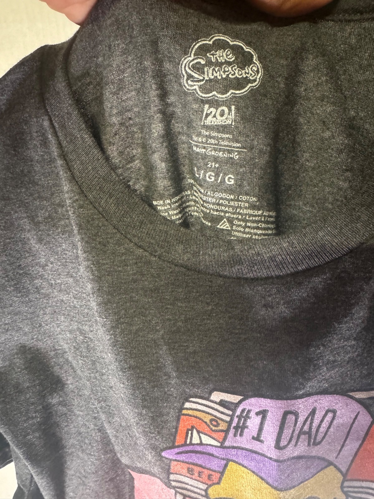 The Simpsons Homer Simpson #1 Dad Graphic T-Shirt Gray Men&rsquo;s Large