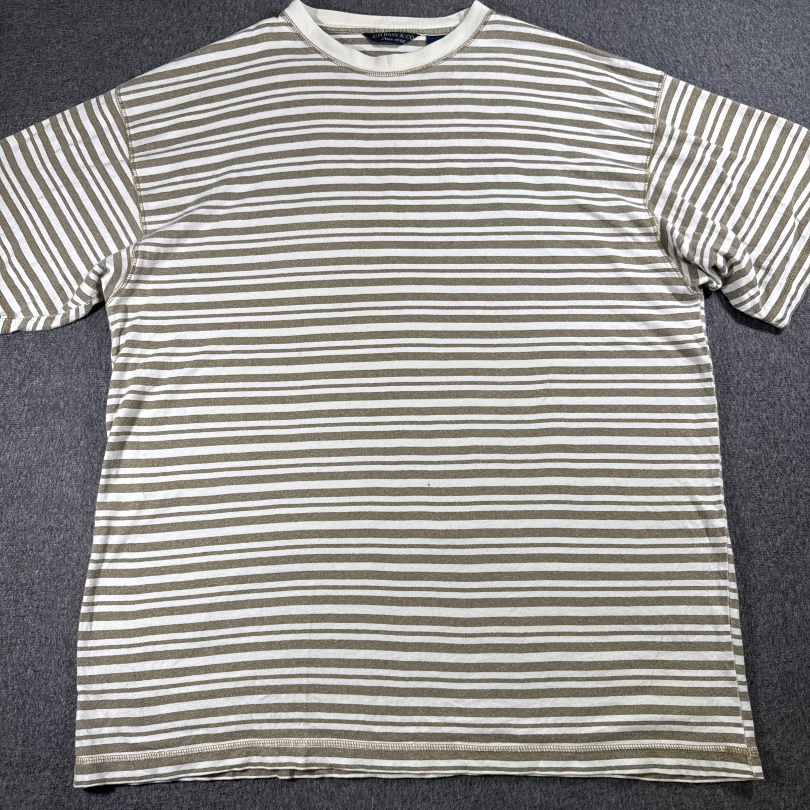 G.H. Bass & Co. Shirt Mens Large Striped Crew Neck Comfortable Casual Top VTG