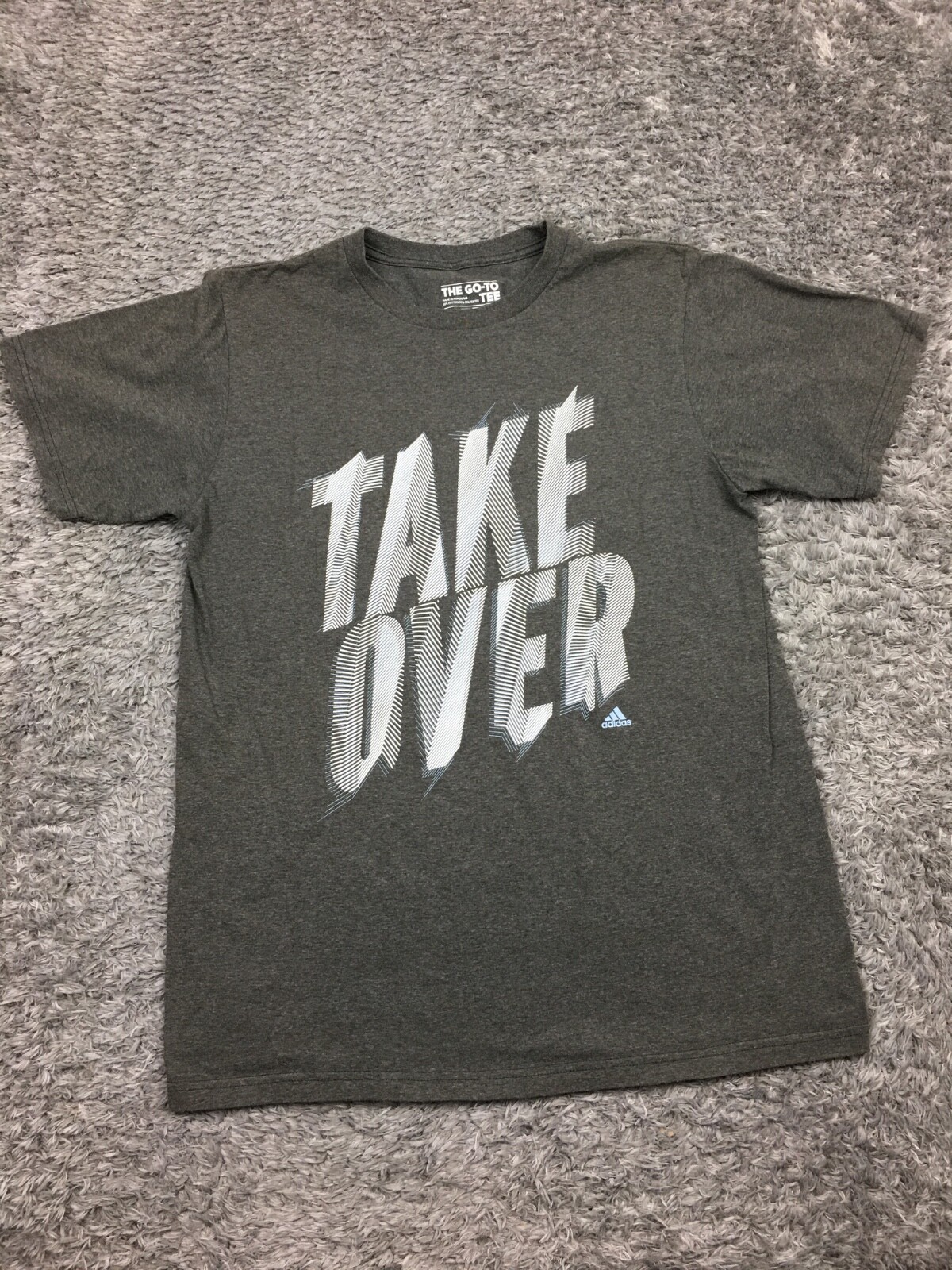 Adidas The Go-To Tee Shirt Mens Size Medium Gray Take Over Short Sleeve