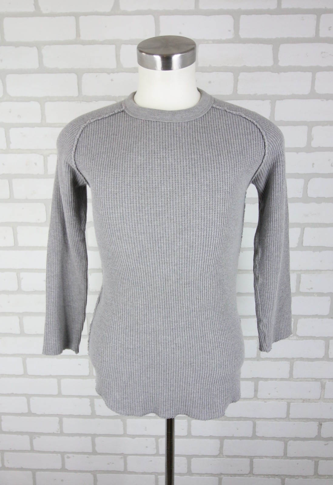 Needles Japan Raglan Thermal Waffle Knit Long Sleeve Small 34&Prime; Chest Grey