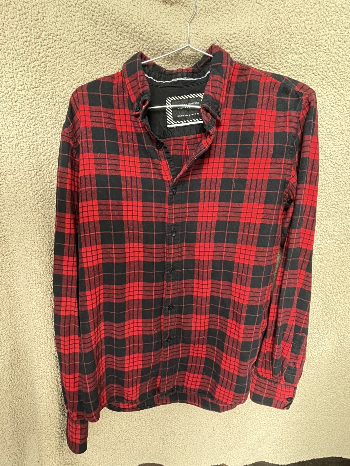 AMERICAN HERITAGE Flannel Shirt, Men&rsquo;s Size M, Pre-owned, 100% Cotton.