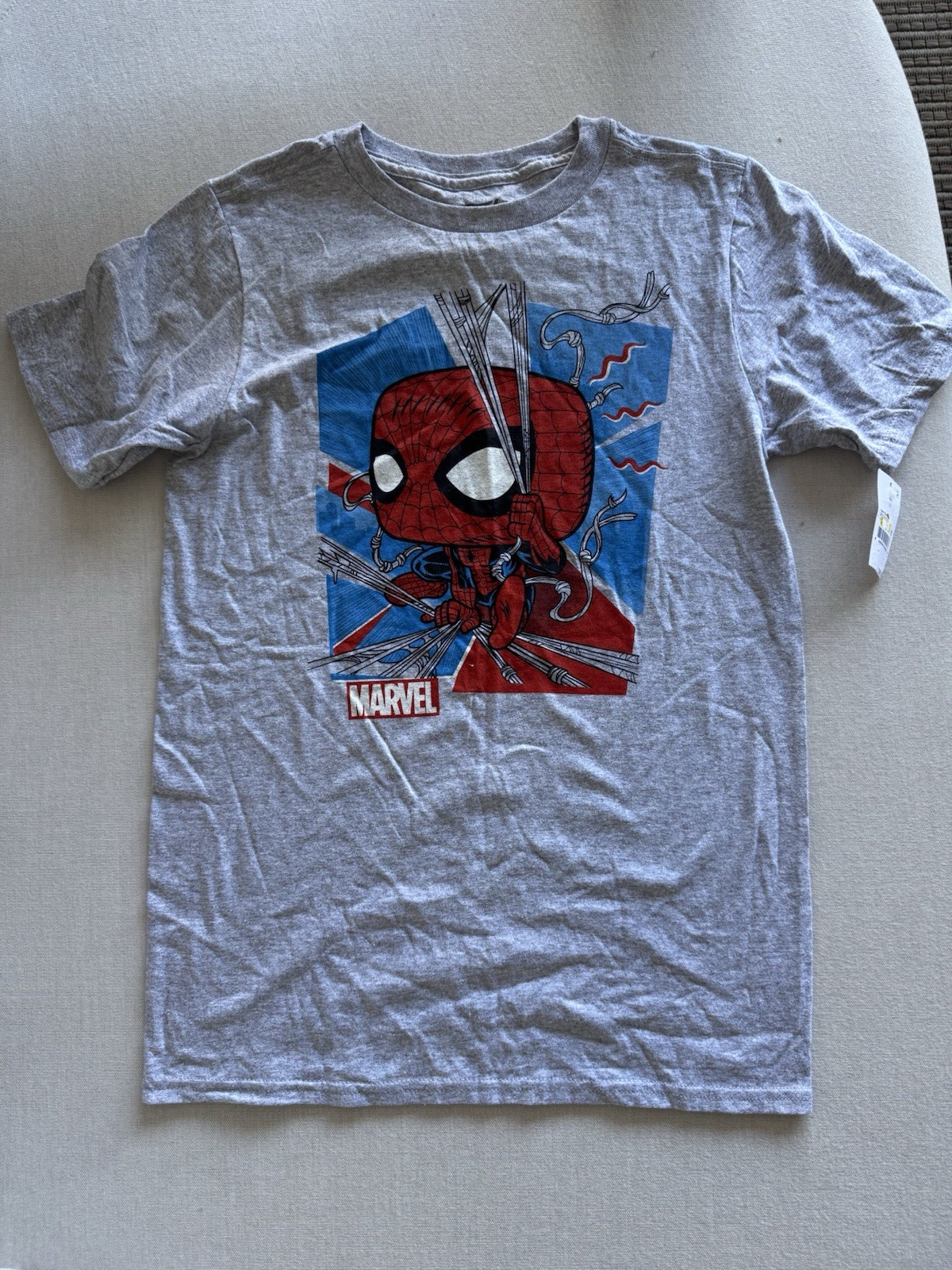 Funko Marvel Spider-Man Venomized Kids Gray Graphic T-Shirt Size Large L 10/12