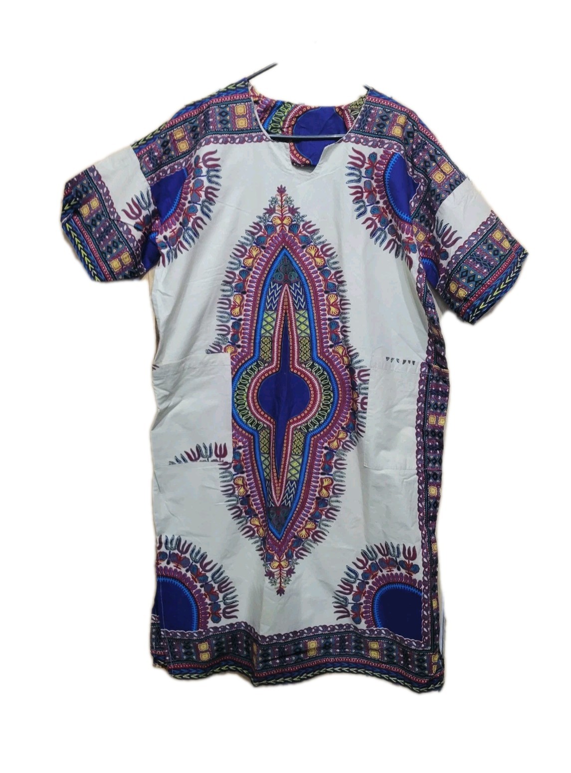 African Dashiki Shirt Mens M-L Chest 48&Prime; Length 43&Prime;