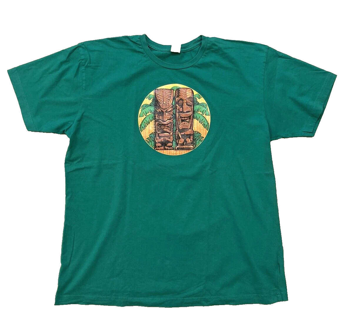 Tiki Gods Tropical T-Shirt Party Hawaiian Logo Adult XL Green by LAT Older