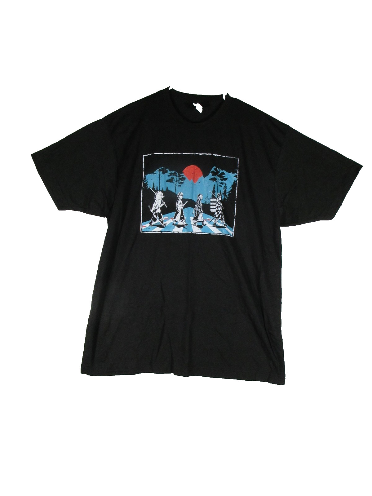 Tultex Mens Pull-On Graphic T-Shirt Crew Neck Short Sleeve Size XL Black