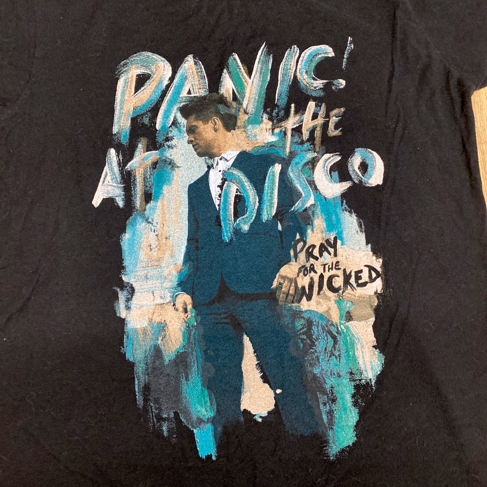 Small Tultex Panic At The Disco Black Short Sleeve Solid Graphic T-Shirt