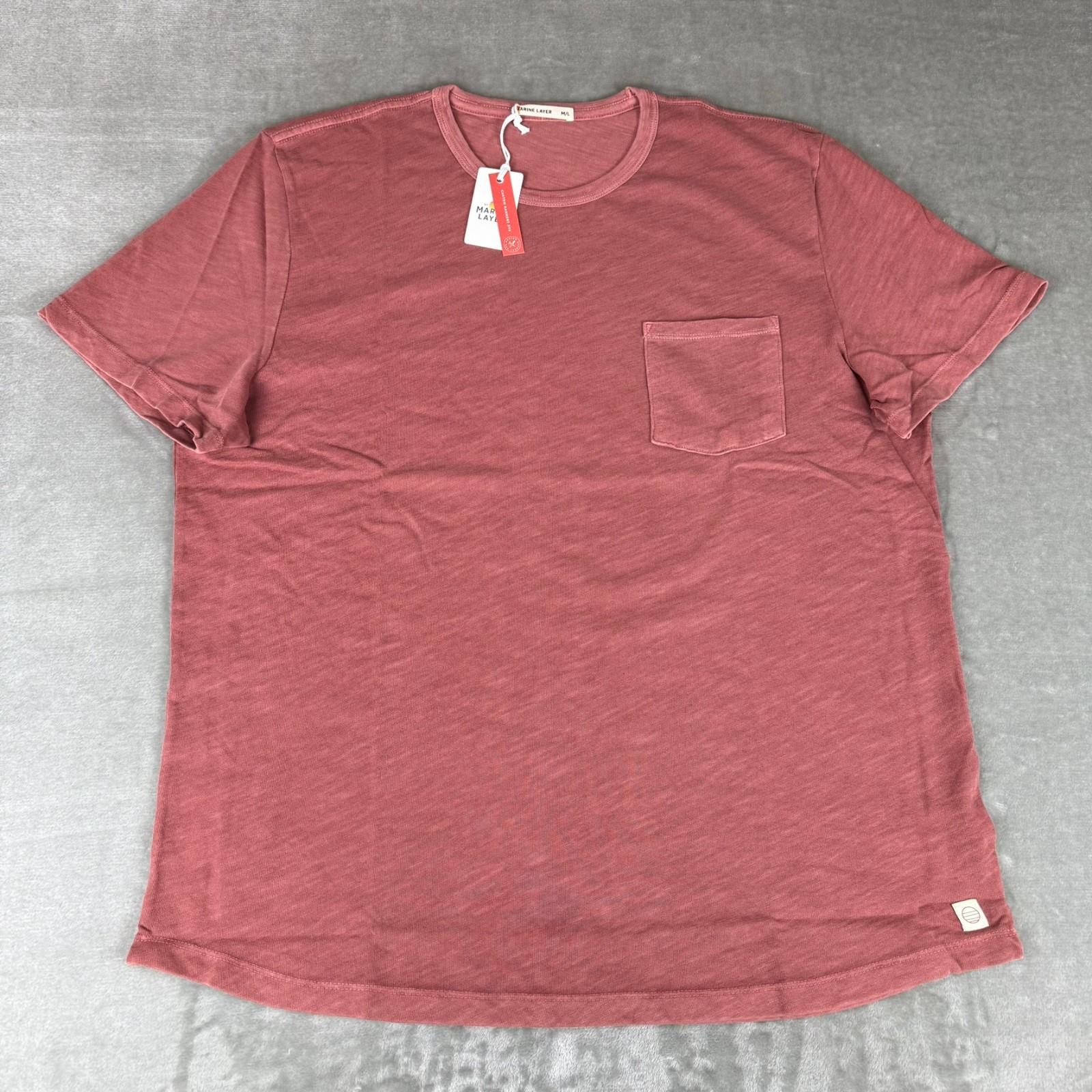 Marine Layer Vintage Heavy Slub Pocket Tee Mens M/L Marge Marsala Red $54 NWT